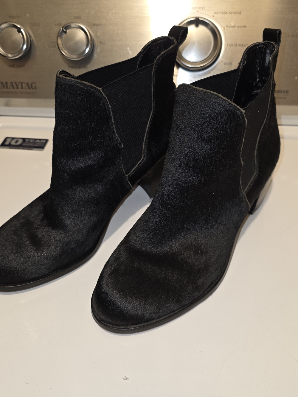 Sam Edelman Black Ponyhair Chelsea Ankle Boots